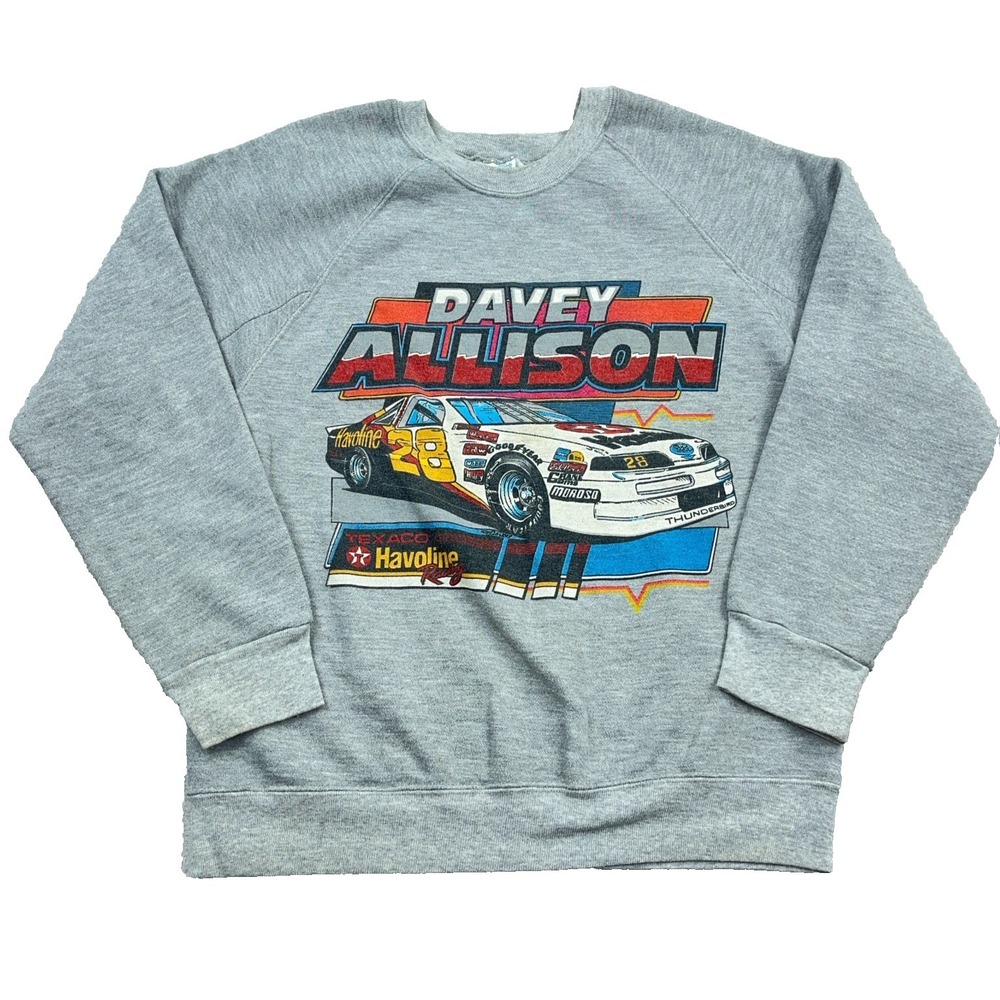 Vintage Davey Allison Nascar Sweatshirt Men‎ Small Gray Crewneck 90s Made In USA